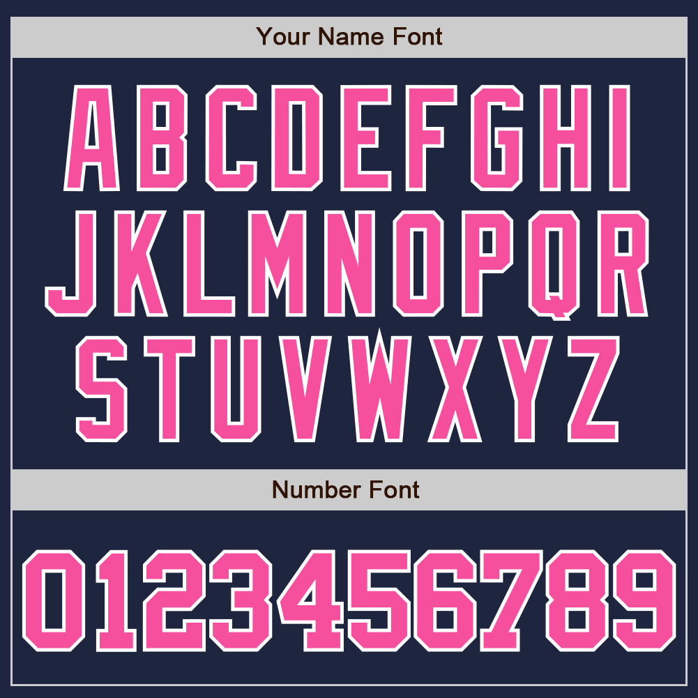 Custom Navy Pink-White Authentic Baseball Jersey view 4