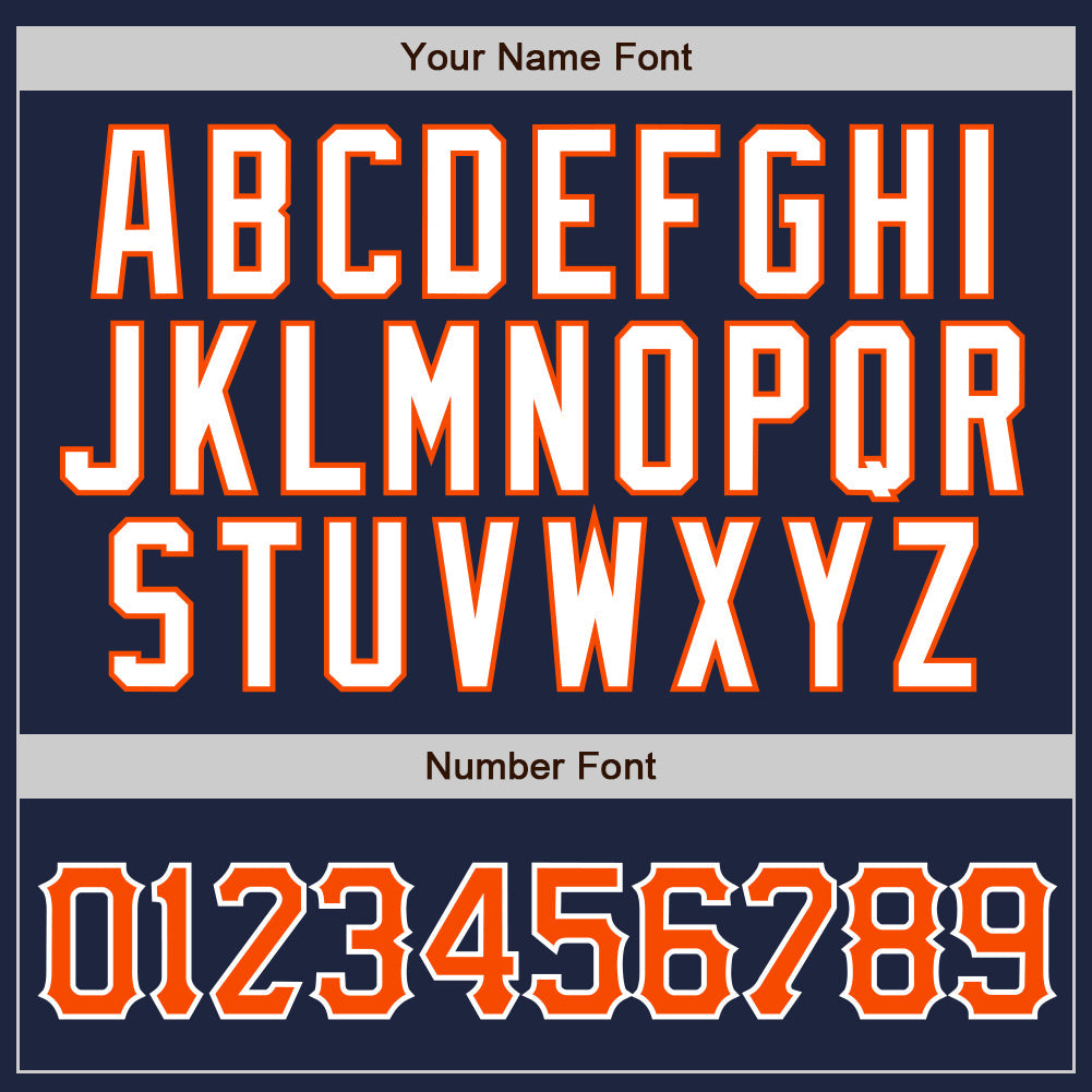 Custom Navy Orange Pinstripe Orange-White Authentic Baseball Jersey view 4