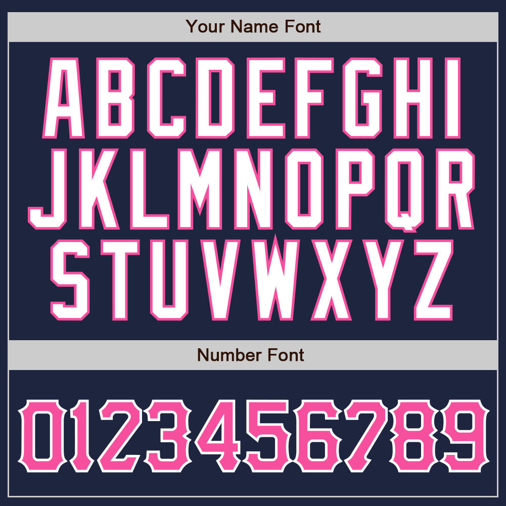 Custom Navy White Pinstripe Pink-White Authentic Baseball Jersey view 4