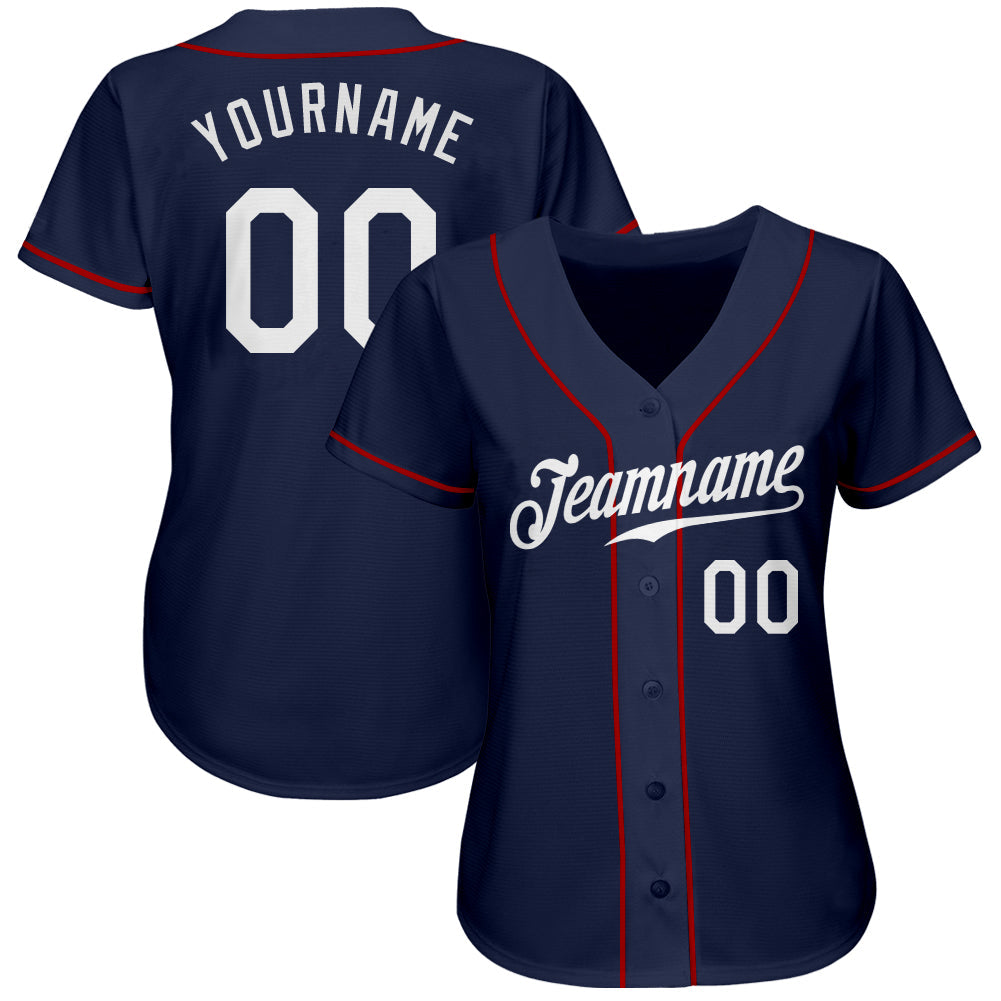 Custom Navy White Authentic Baseball Jersey view 2