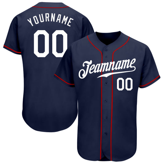 Custom Navy White Authentic Baseball Jersey - Main View