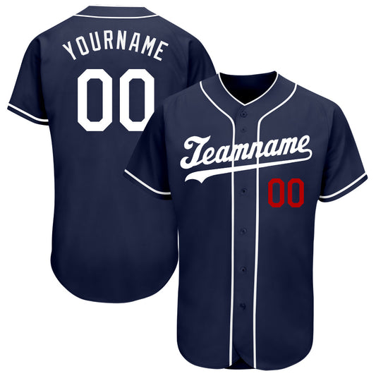 Custom Navy White-Red Authentic Baseball Jersey - Main View