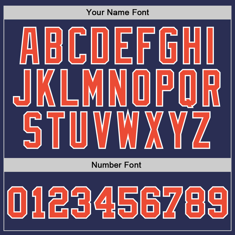 Custom Navy Orange-White Authentic Throwback Basketball Jersey view 3