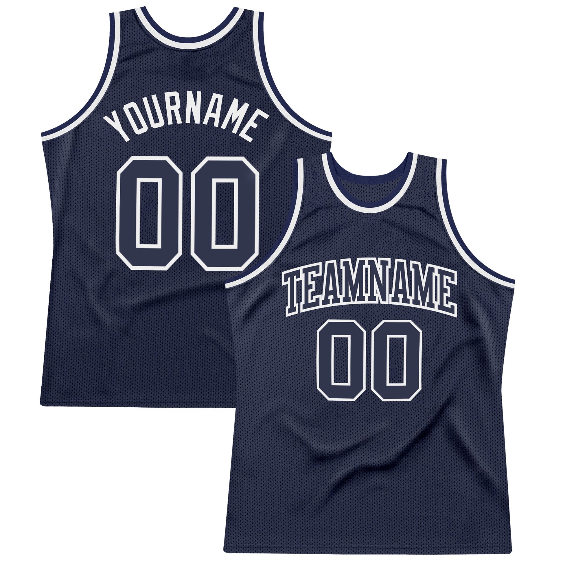 Custom Navy Navy-White Authentic Throwback Basketball Jersey - Main View