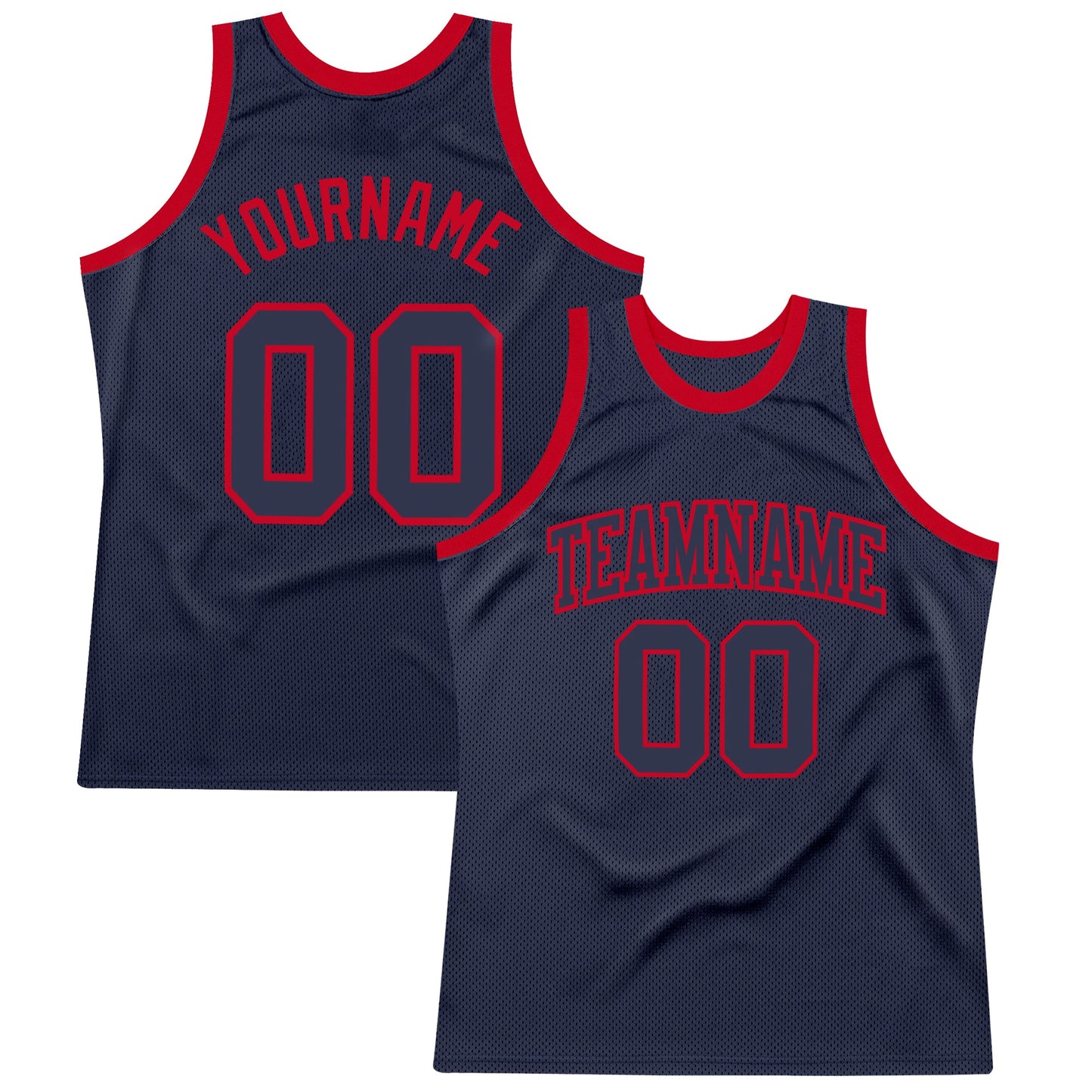 Custom Navy Navy-Red Authentic Throwback Basketball Jersey - Main View