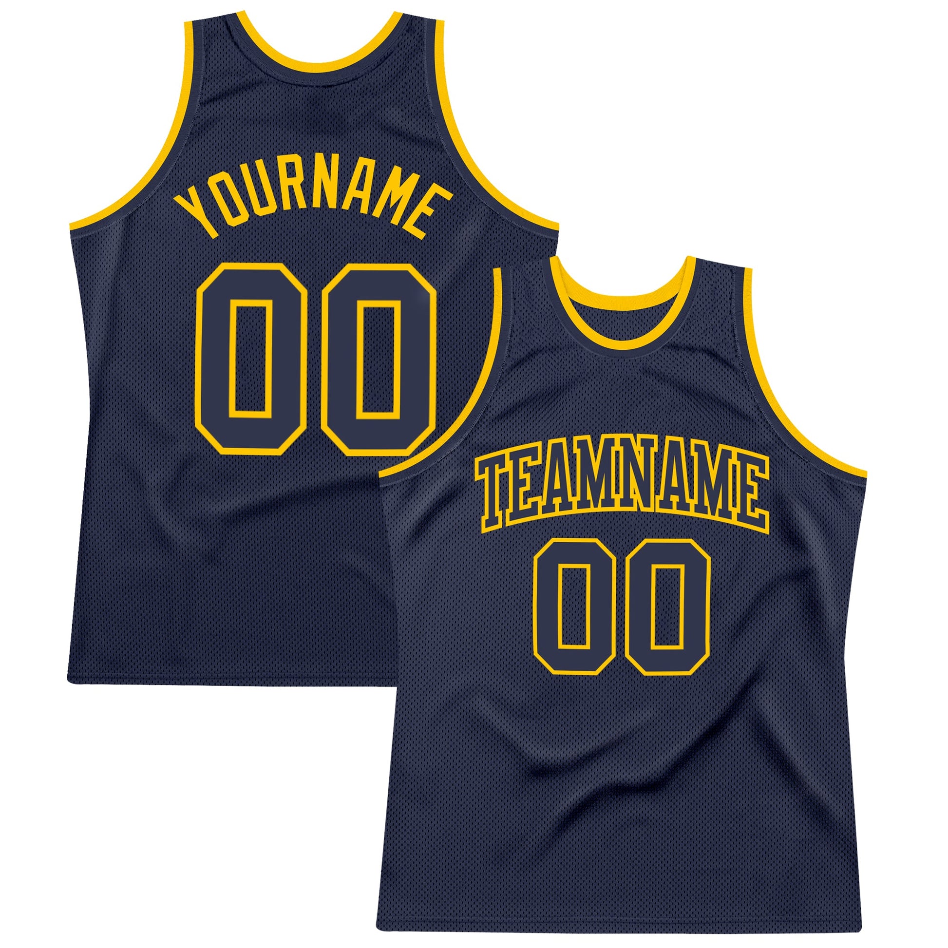 Custom Navy Navy-Gold Authentic Throwback Basketball Jersey - Main View