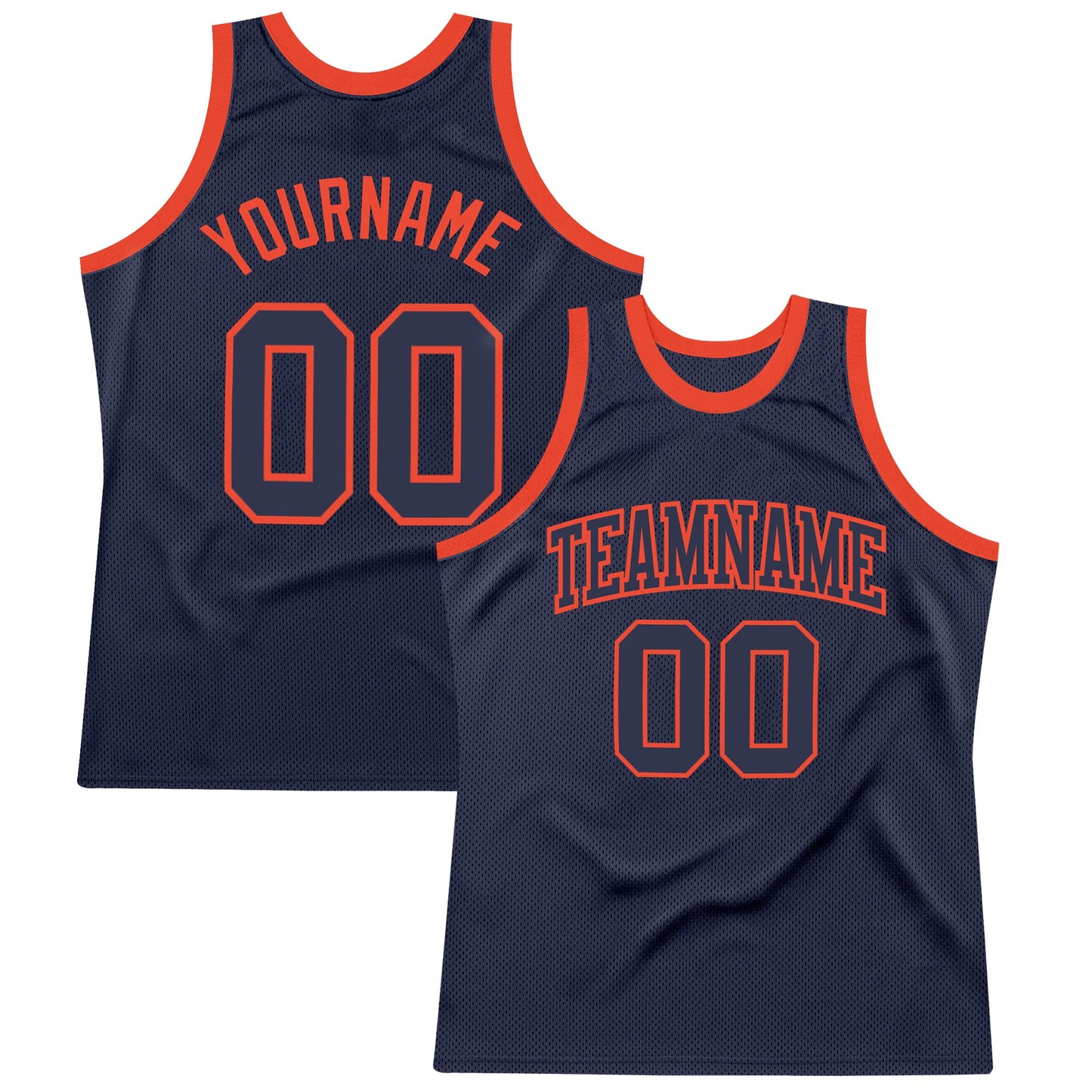 Custom Navy Navy-Orange Authentic Throwback Basketball Jersey - Main View
