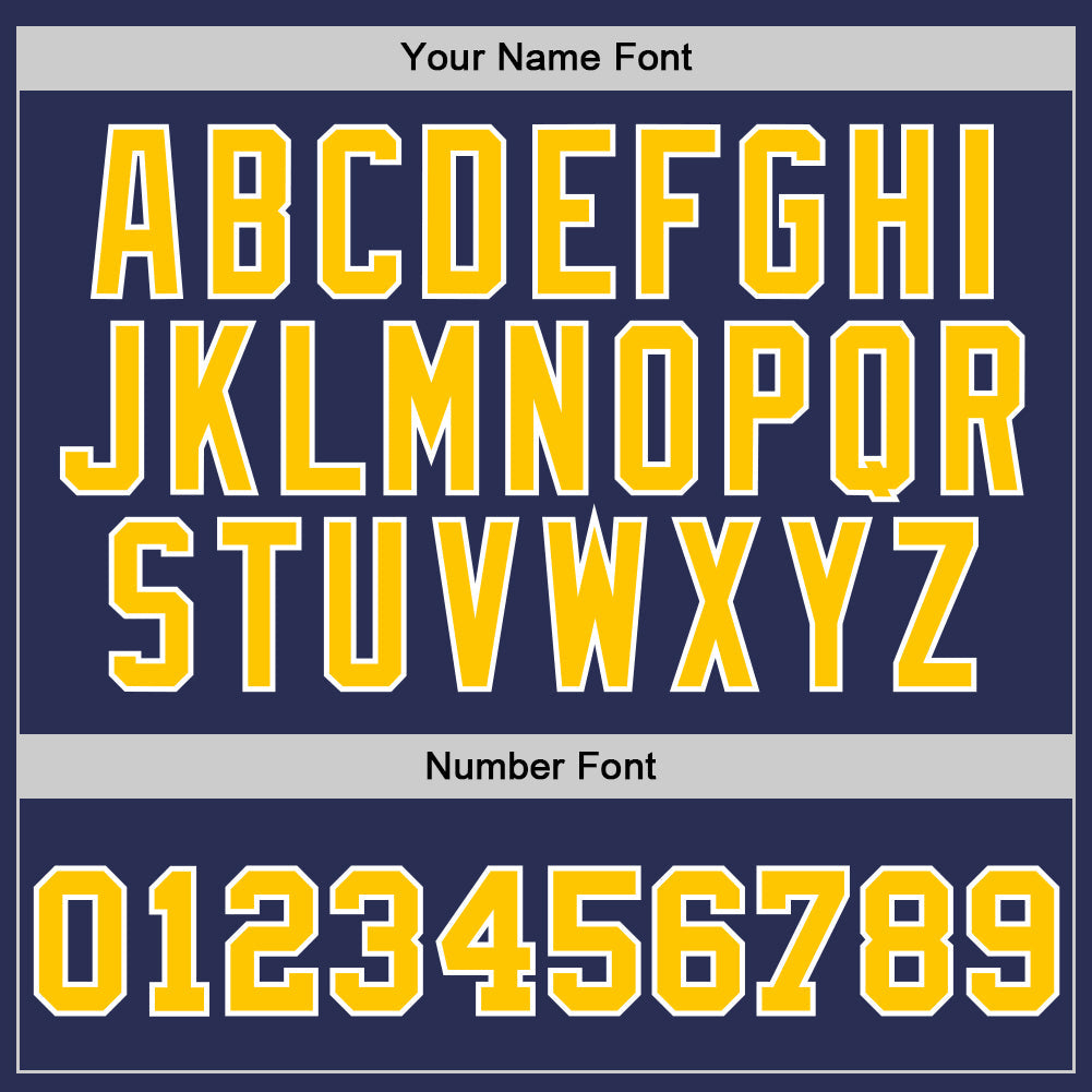 Custom Navy Gold-White Authentic Throwback Basketball Jersey view 3