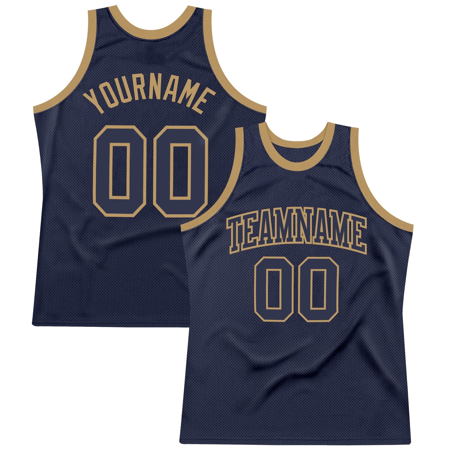 Custom Navy Navy-Old Gold Authentic Throwback Basketball Jersey - Main View