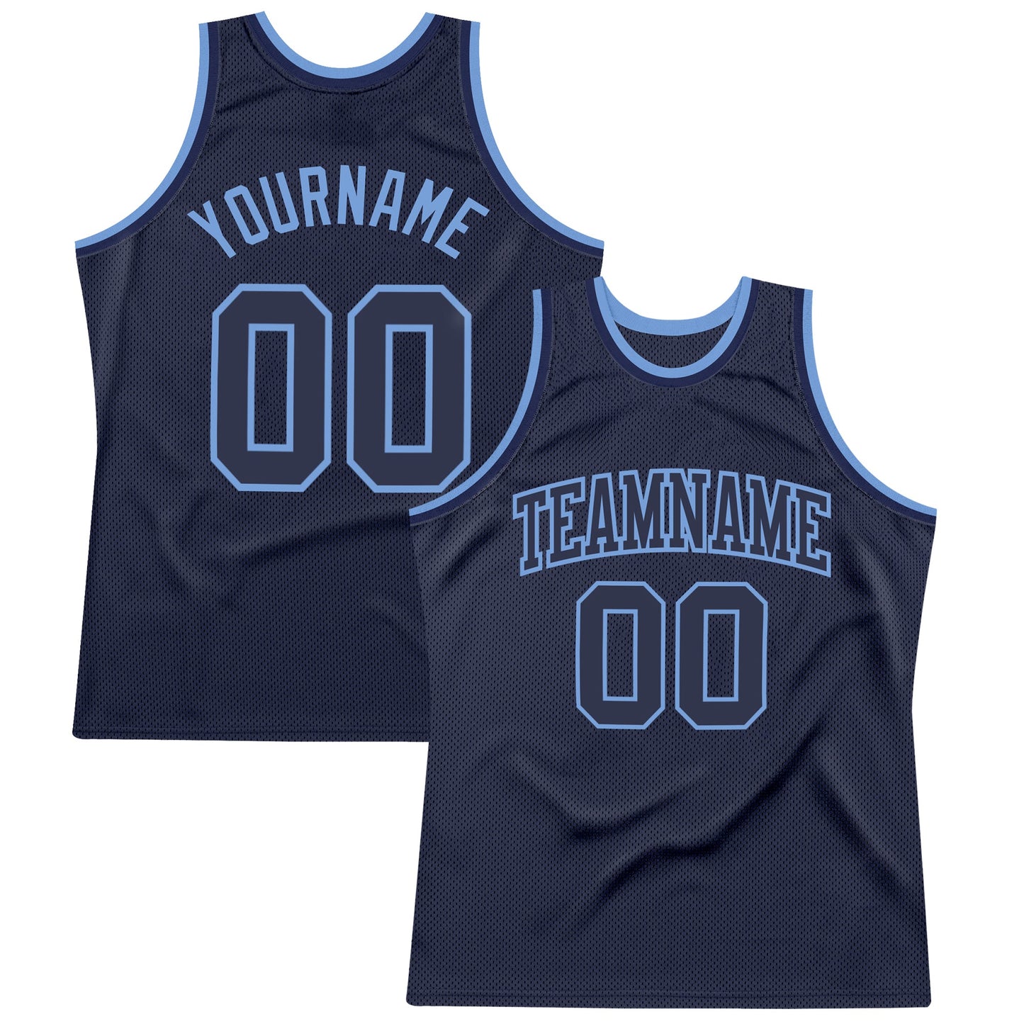 Custom Navy Navy-Light Blue Authentic Throwback Basketball Jersey - Main View
