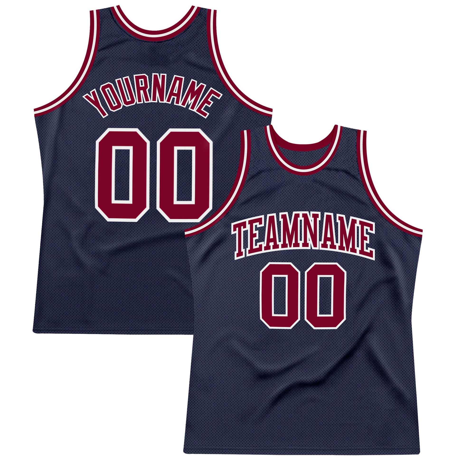 Custom Navy Maroon-White Authentic Throwback Basketball Jersey - Main View