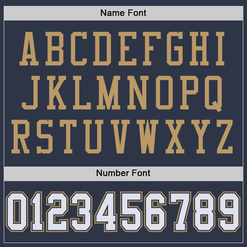 Custom Navy White-Old Gold Mesh Authentic Throwback Football Jersey view 4