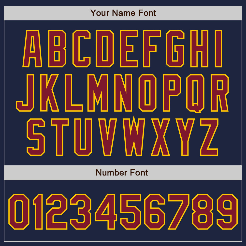 Custom Navy Crimson-Gold Authentic Baseball Jersey view 5