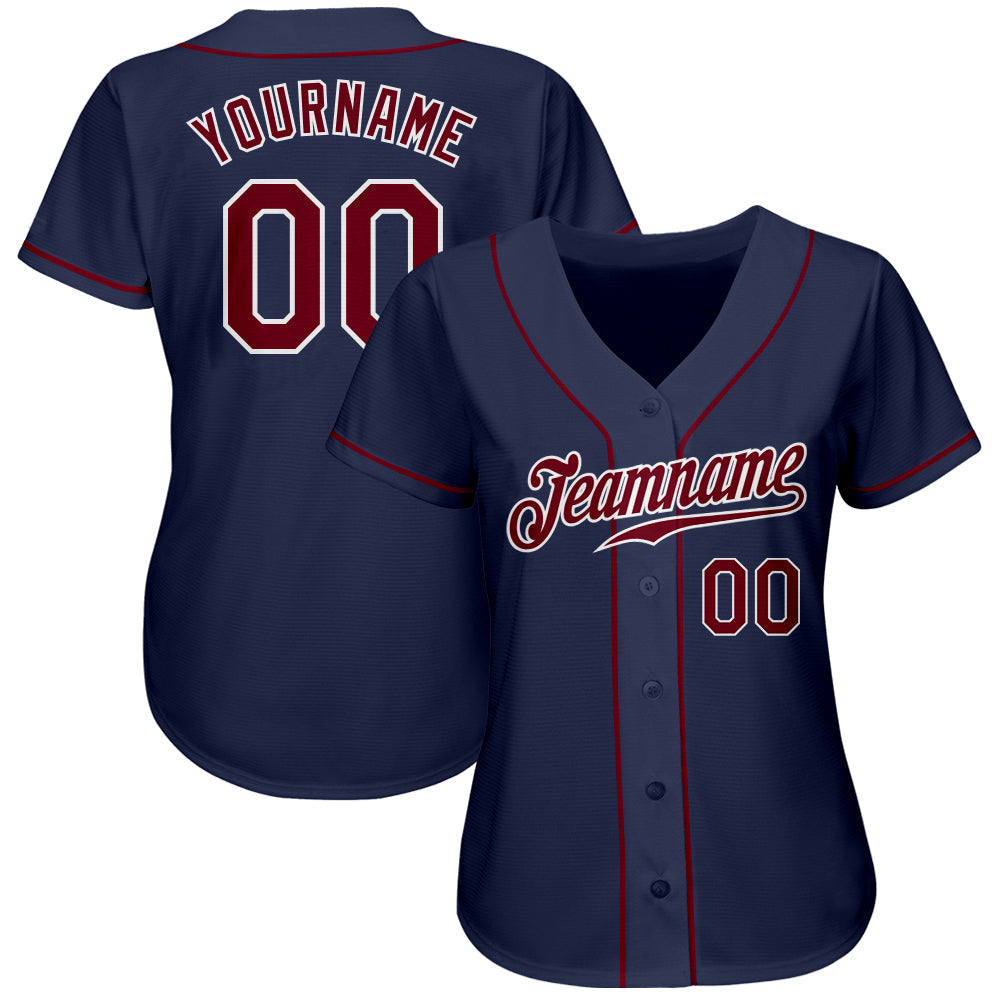 Custom Navy Crimson-White Authentic Baseball Jersey view 2