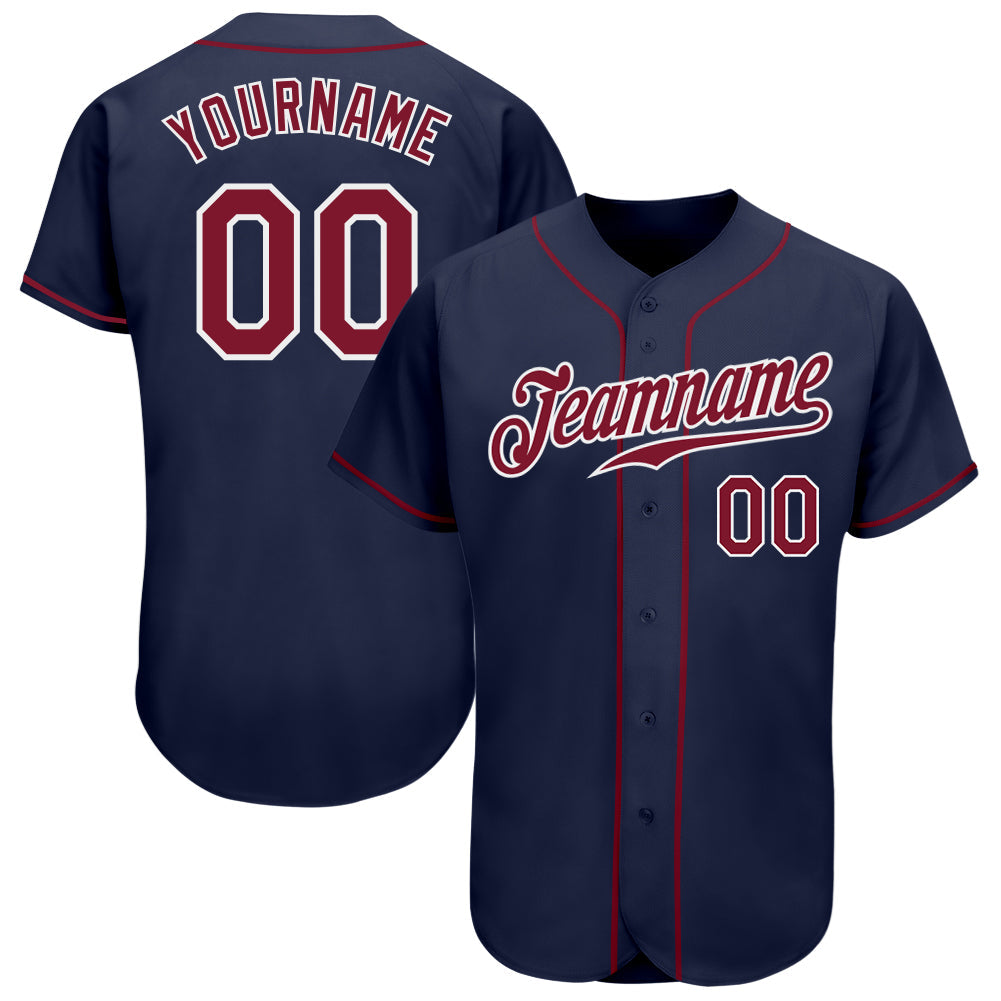 Custom Navy Crimson-White Authentic Baseball Jersey - Main View