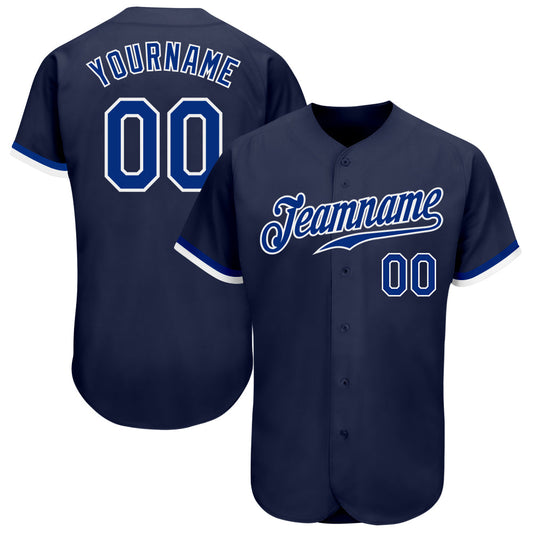 Custom Navy Royal-White Authentic Baseball Jersey - Main View