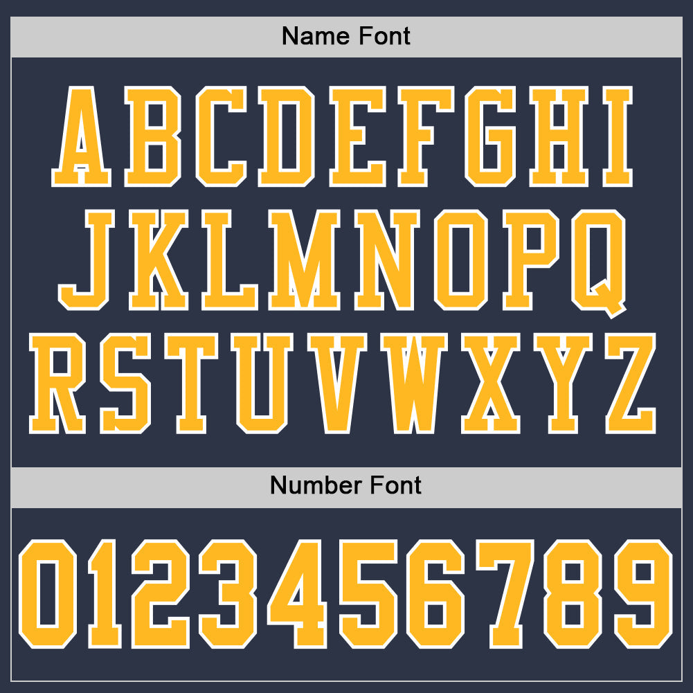 Custom Navy Gold-White Mesh Authentic Football Jersey view 4