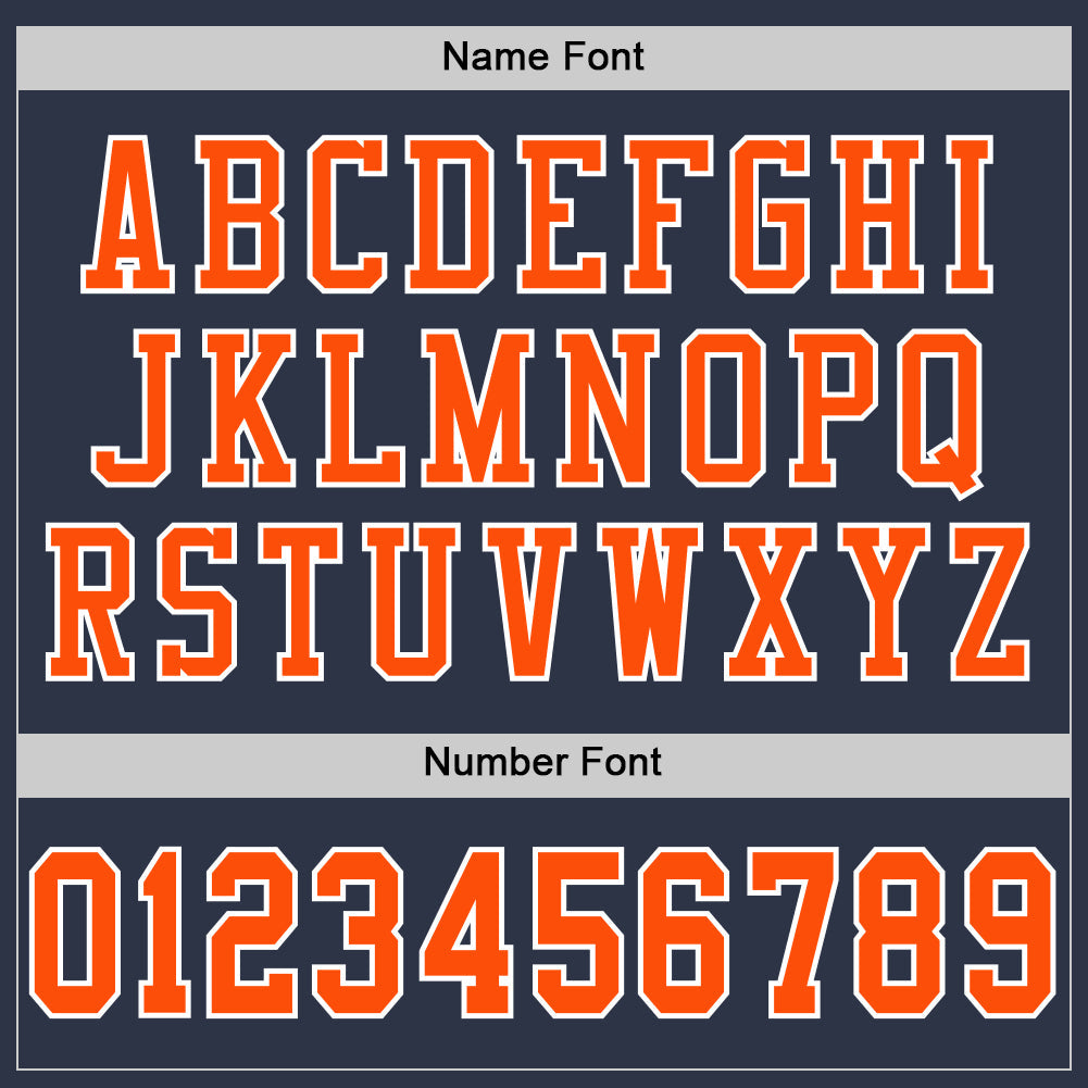 Custom Navy Orange-White Mesh Authentic Football Jersey view 4