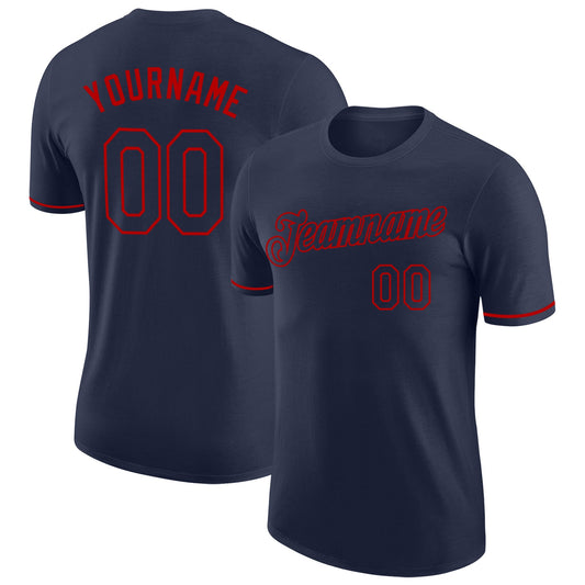 Custom Navy Navy-Red Performance T-Shirt - Main View