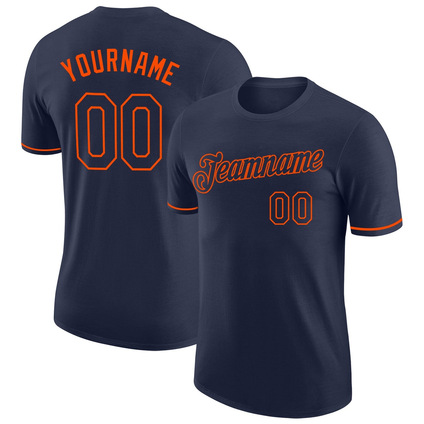 Custom Navy Navy-Orange Performance T-Shirt - Main View
