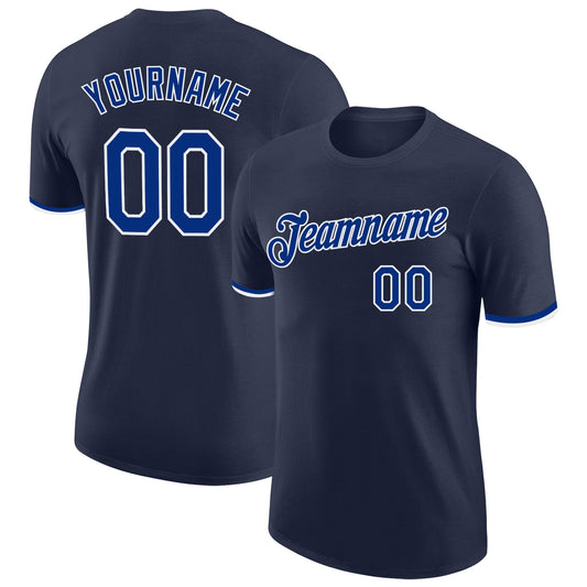 Custom Navy Royal-White Performance T-Shirt - Main View