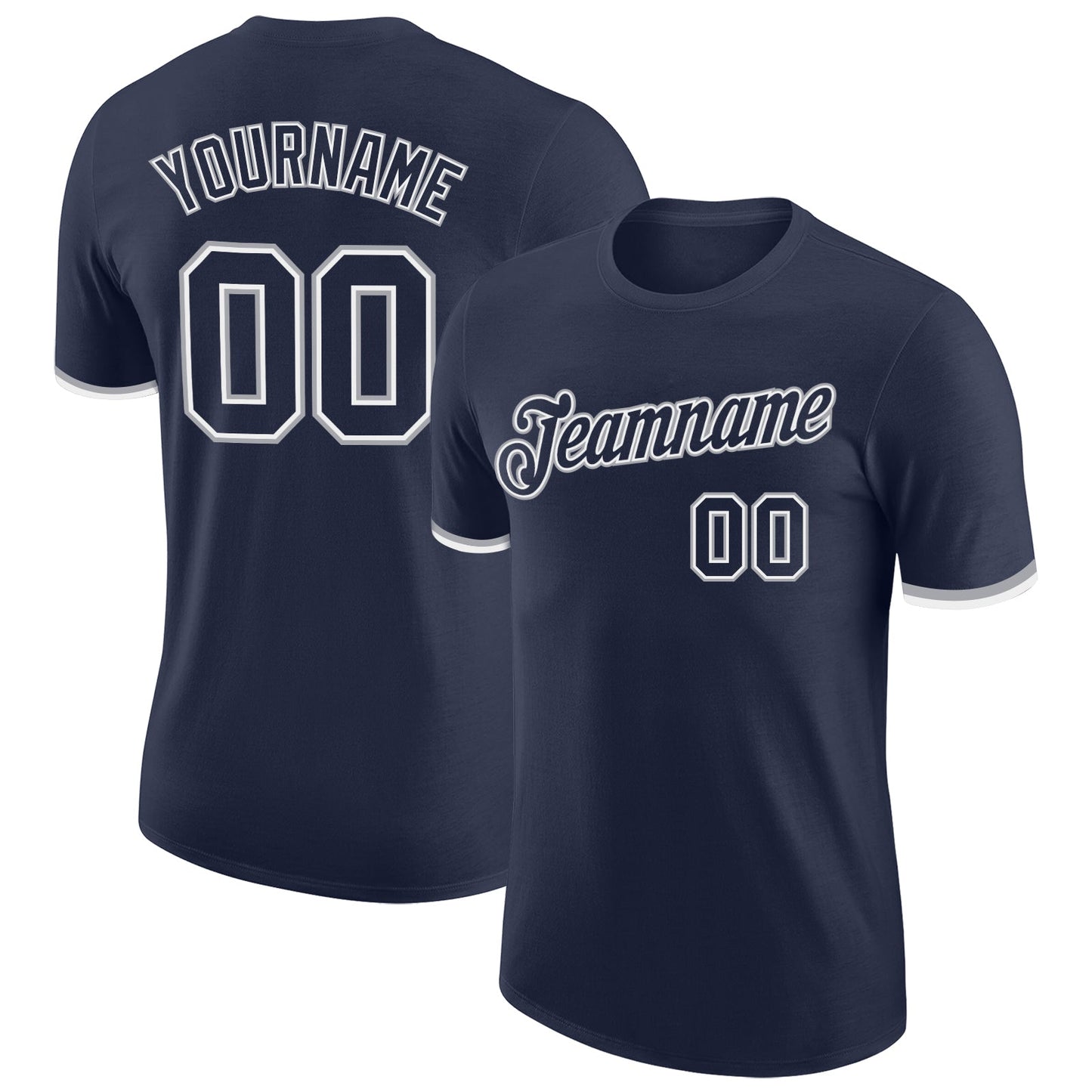 Custom Navy Navy-Gray Performance T-Shirt - Main View