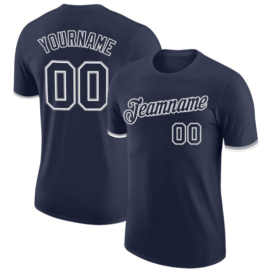 Custom Navy Navy-Gray Performance T-Shirt - Main View