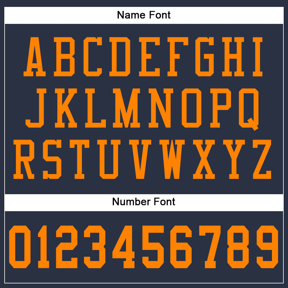 Custom Navy Bay Orange Mesh Authentic Football Jersey view 4