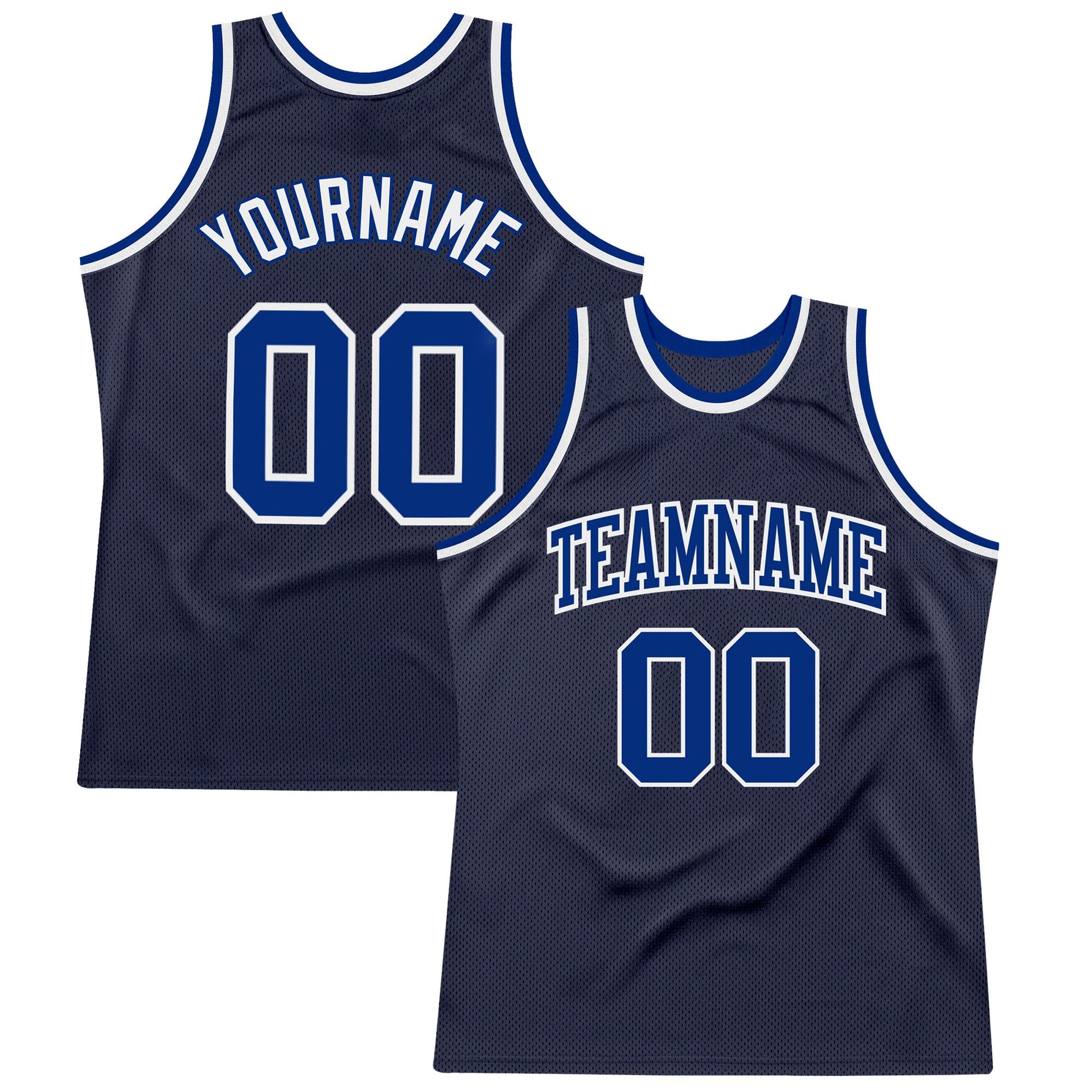 Custom Navy Royal-White Authentic Throwback Basketball Jersey - Main View
