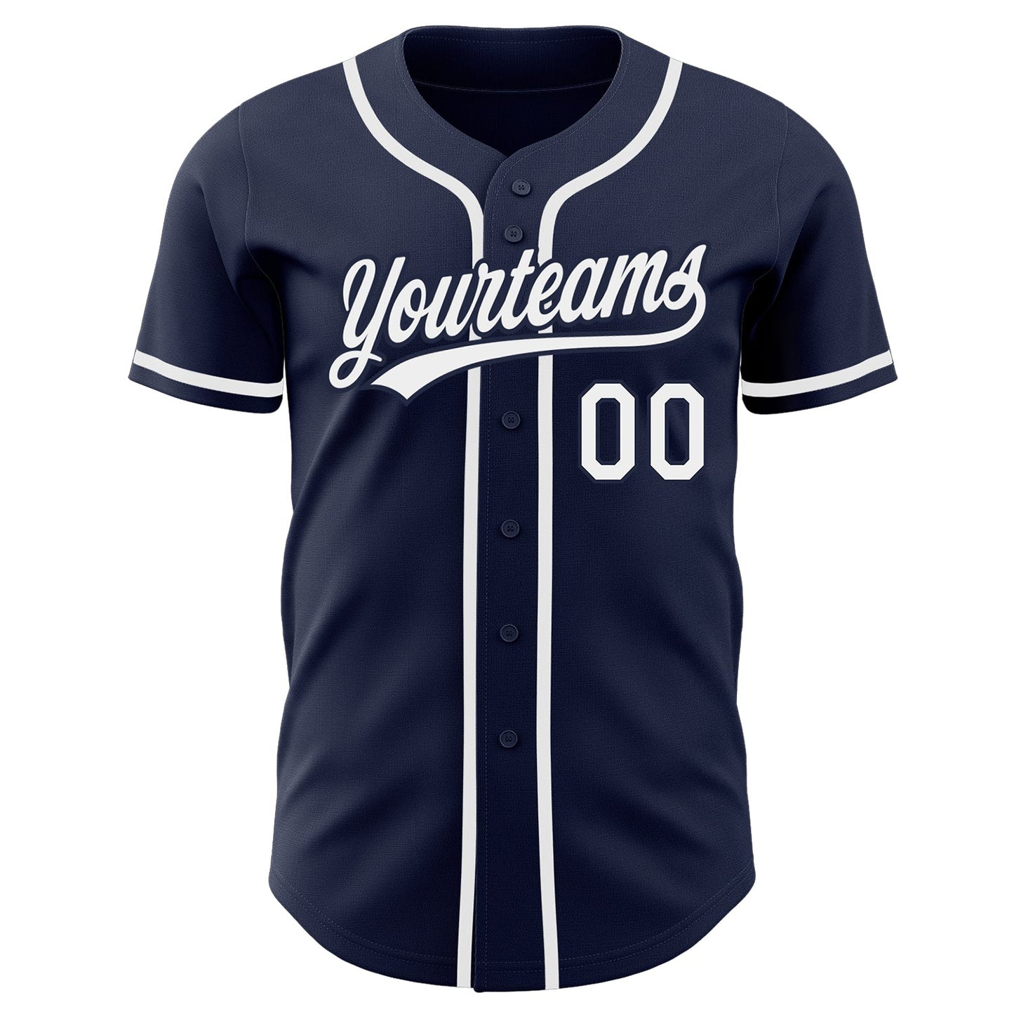 Custom Navy White Authentic Baseball Jersey view 2