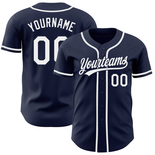 Custom Navy White Authentic Baseball Jersey - Main View