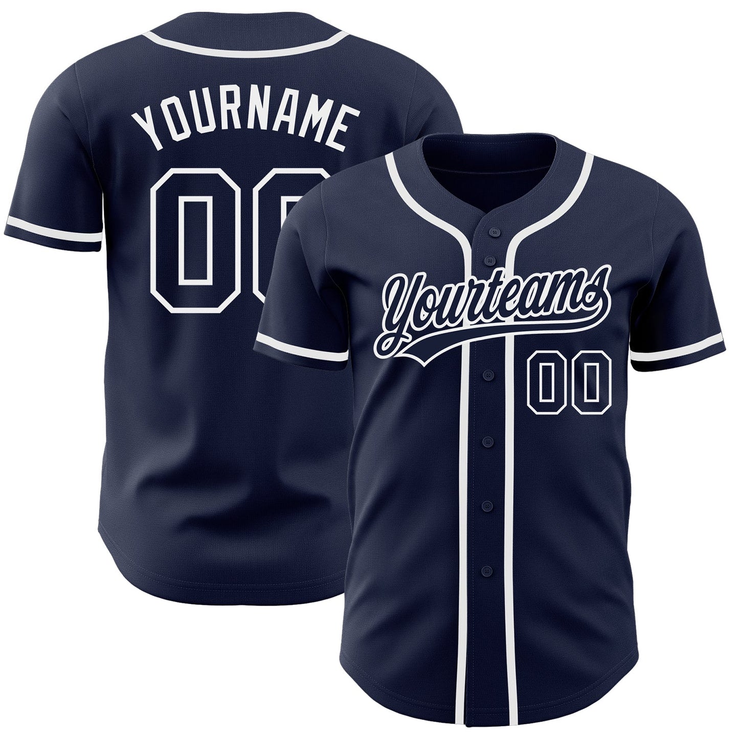Custom Navy Navy-White Authentic Baseball Jersey - Main View