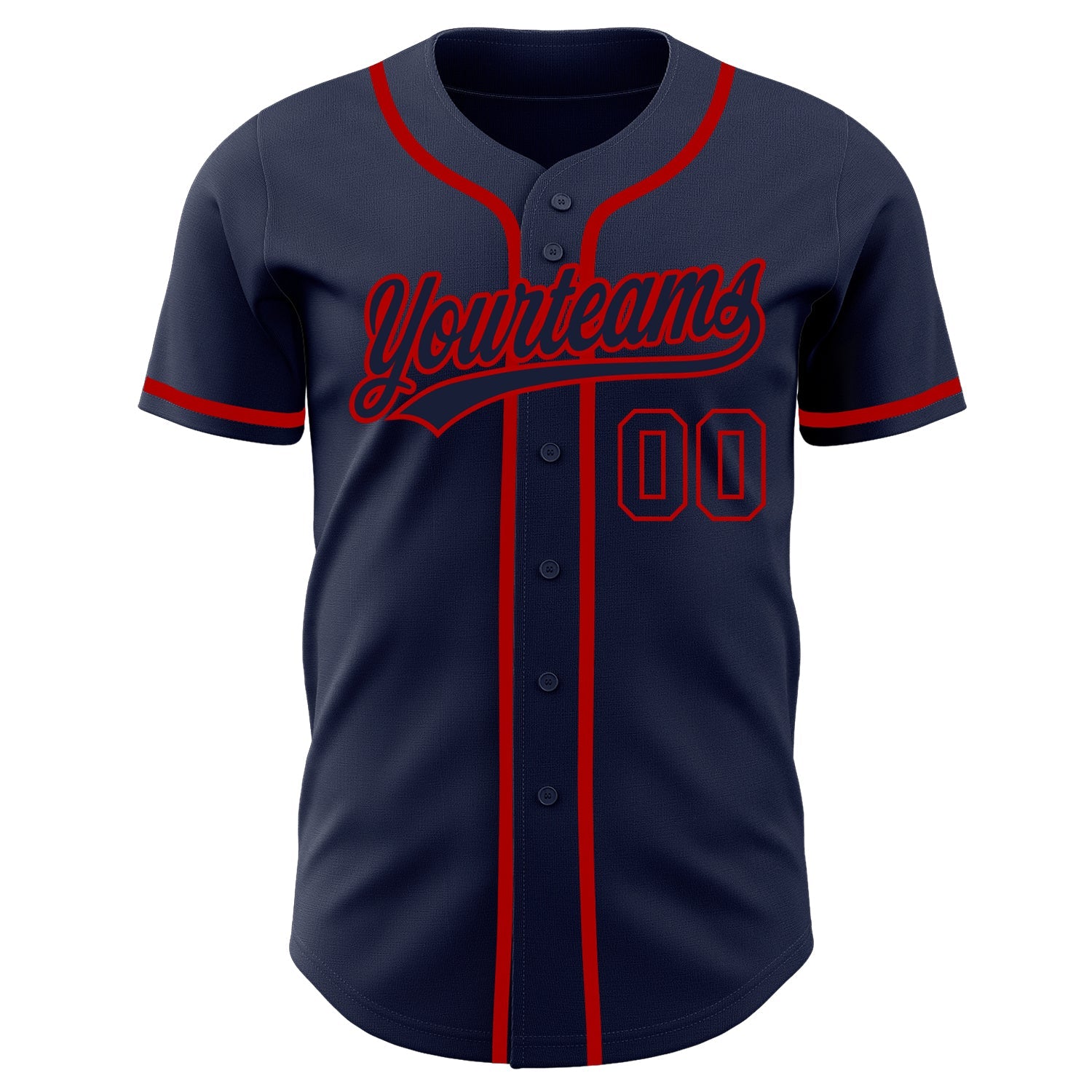 Custom Navy Navy-Red Authentic Baseball Jersey view 2