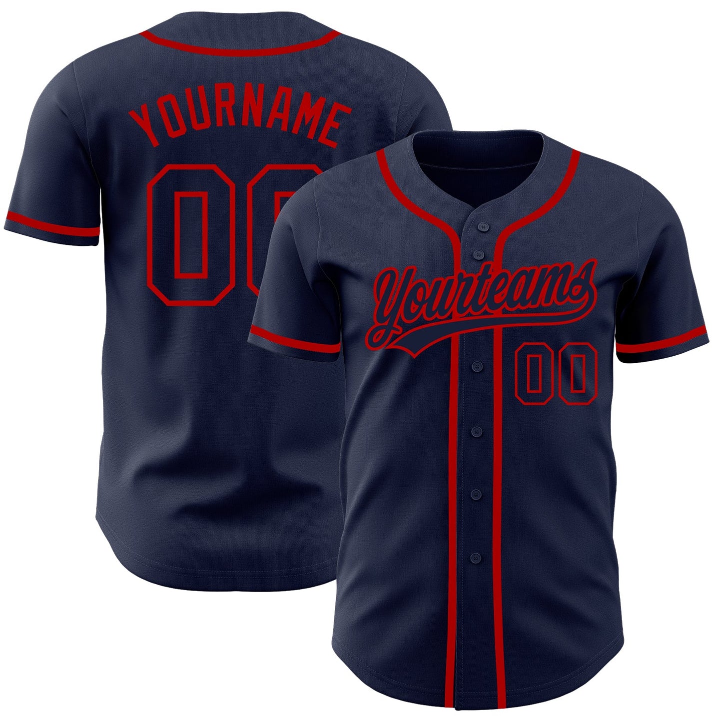 Custom Navy Navy-Red Authentic Baseball Jersey - Main View