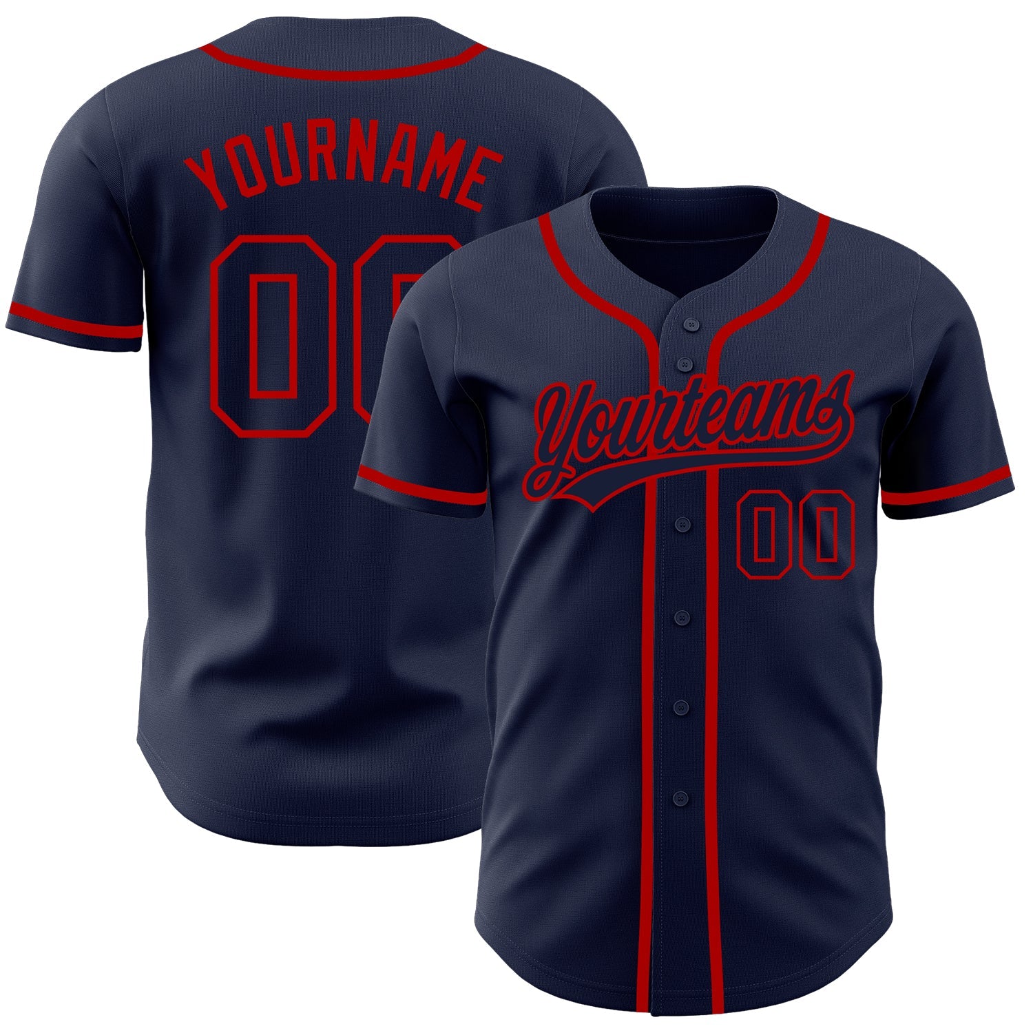 Custom Navy Navy-Red Authentic Baseball Jersey - Main View