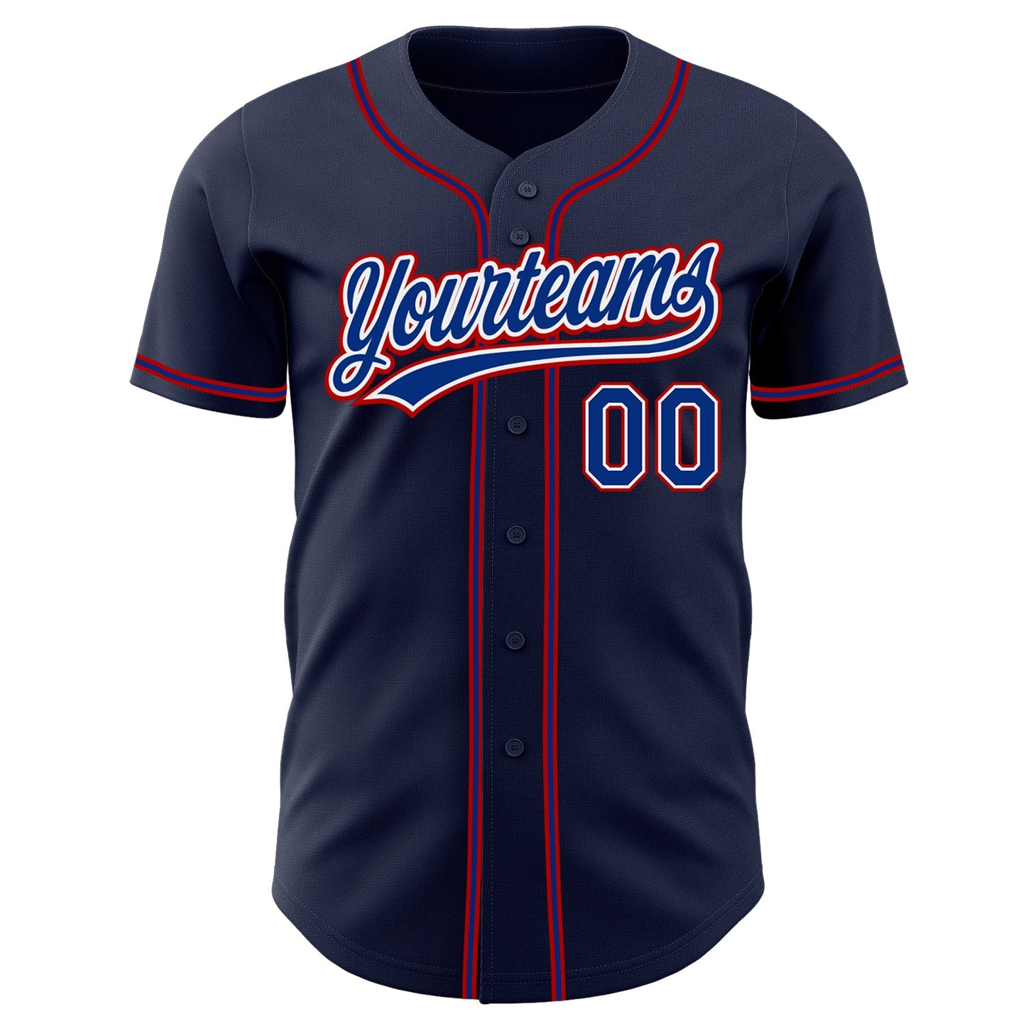Custom Navy Royal-Red Authentic Baseball Jersey view 2