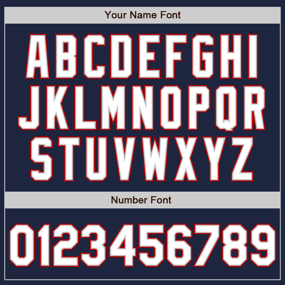 Custom Navy White Gray-Red Authentic Baseball Jersey view 5