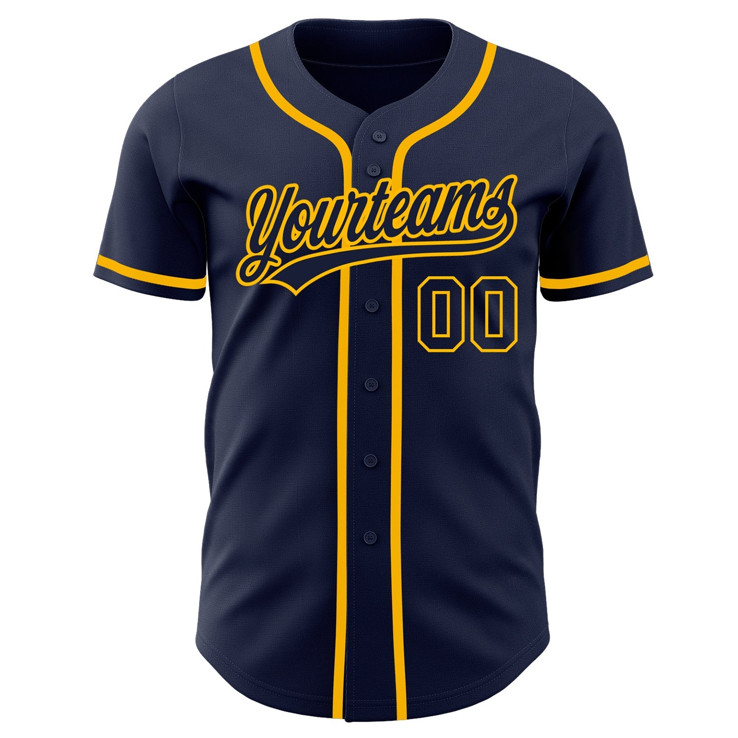 Custom Navy Navy-Gold Authentic Baseball Jersey view 2