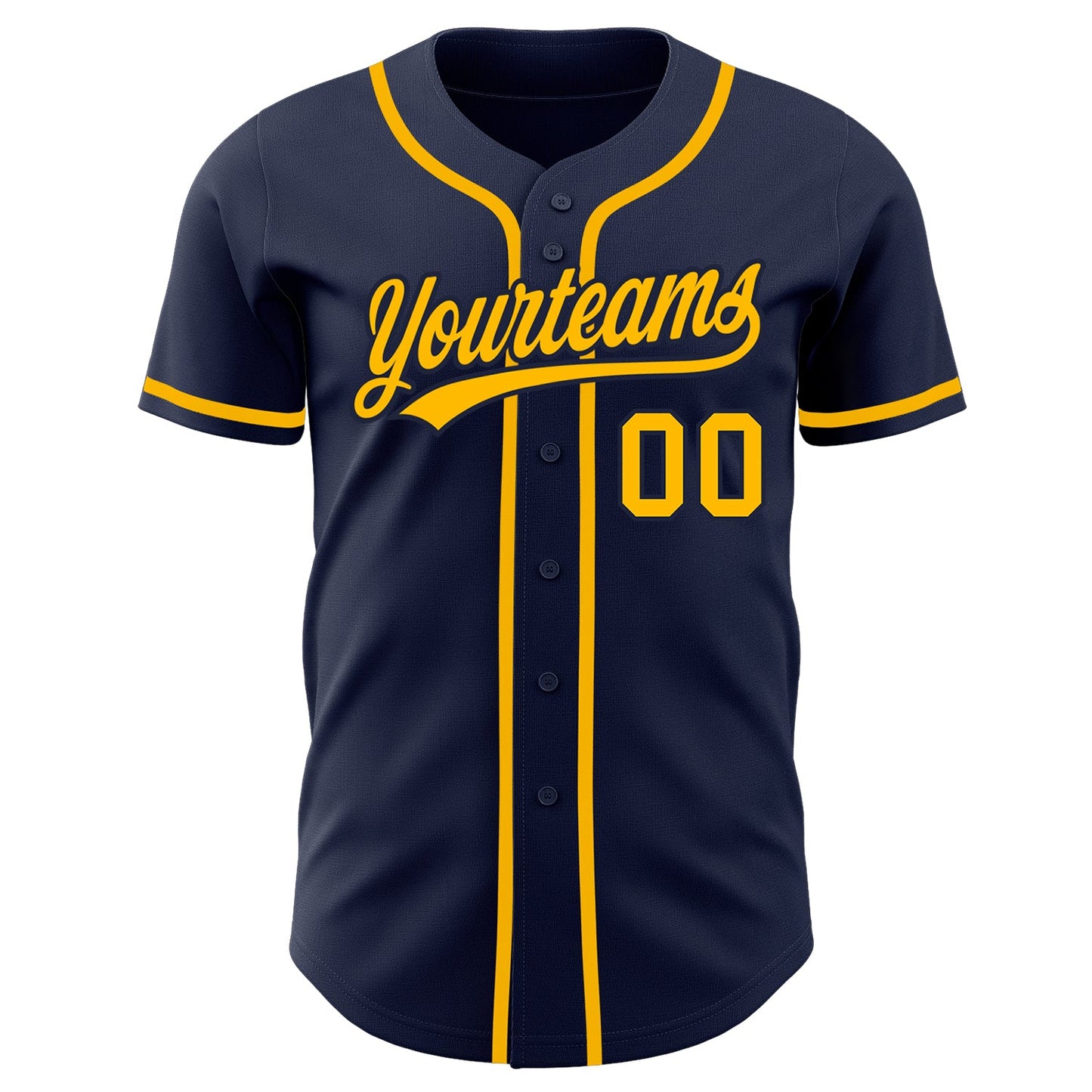 Custom Navy Gold Authentic Baseball Jersey view 2