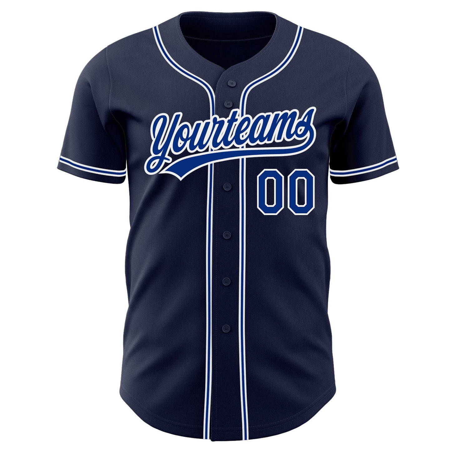 Custom Navy Royal-White Authentic Baseball Jersey view 2