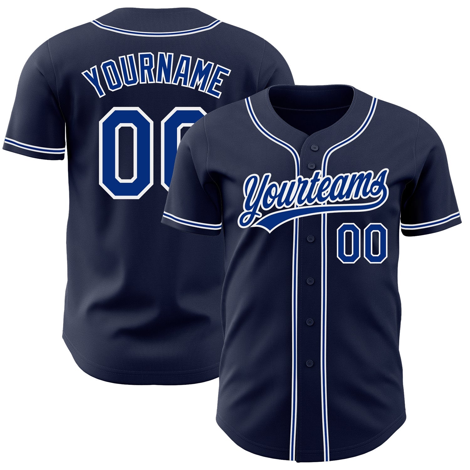 Custom Navy Royal-White Authentic Baseball Jersey - Main View