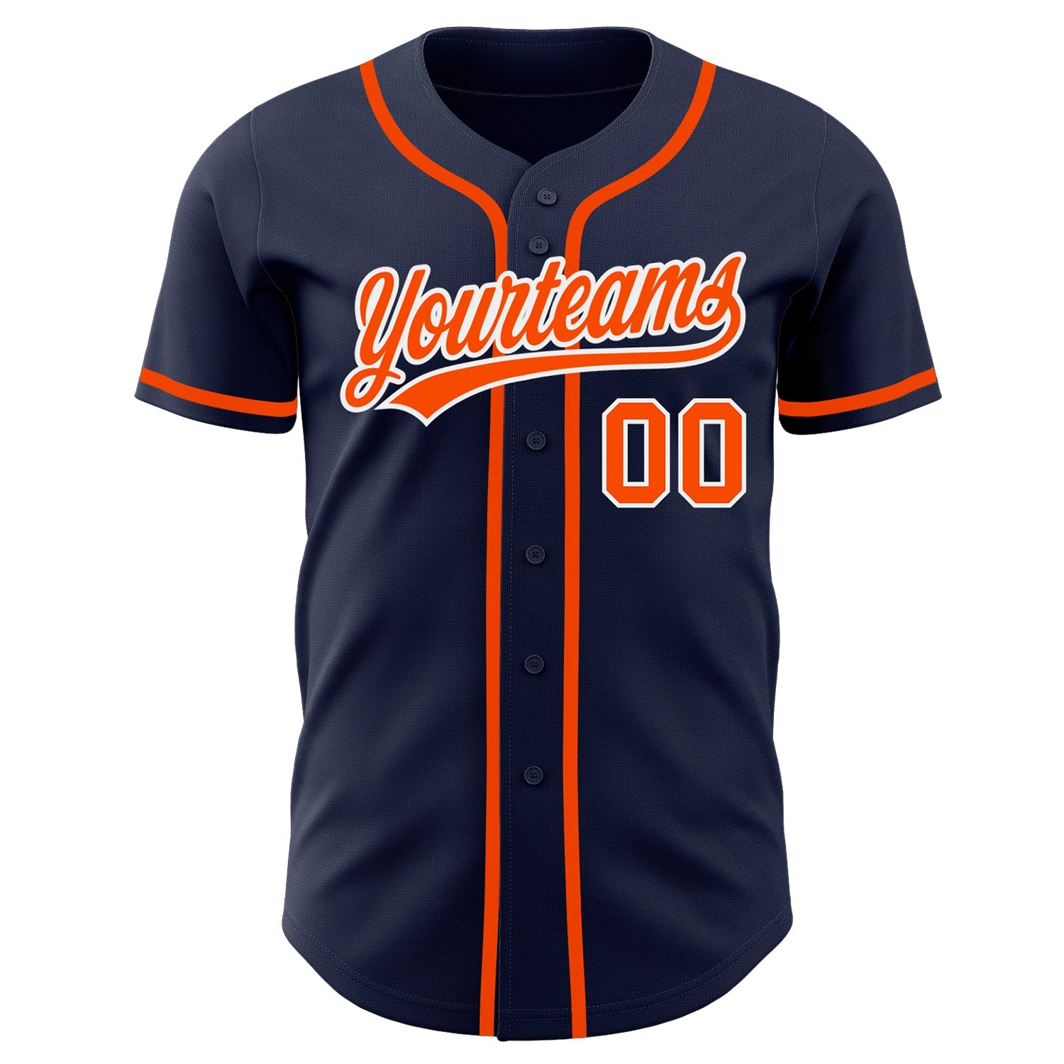 Custom Navy Orange-White Authentic Baseball Jersey view 2
