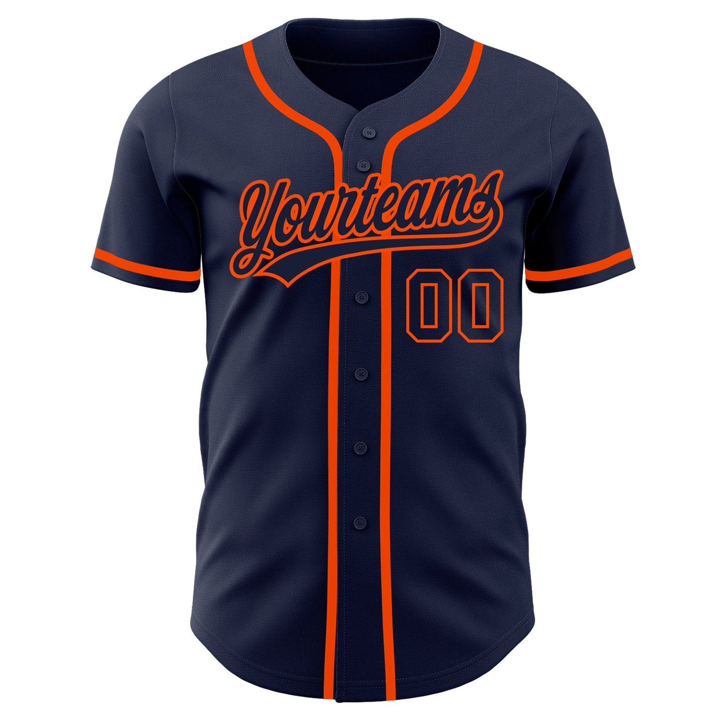Custom Navy Navy-Orange Authentic Baseball Jersey view 2