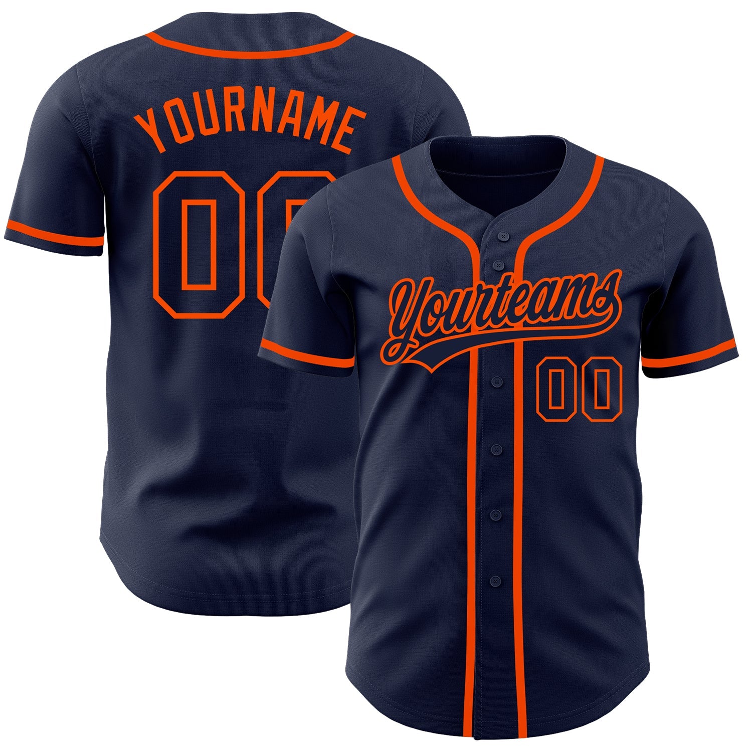 Custom Navy Navy-Orange Authentic Baseball Jersey - Main View