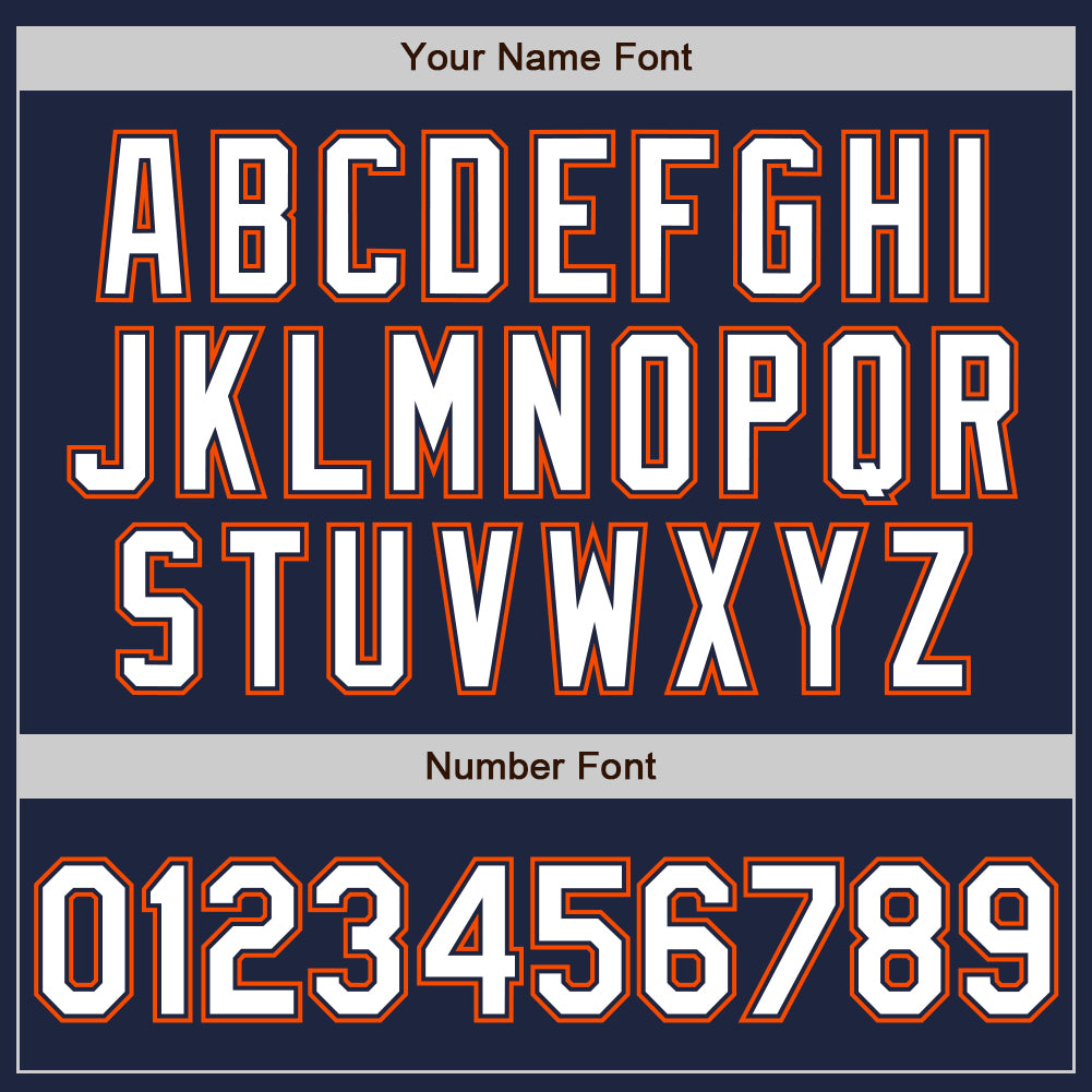Custom Navy White-Orange Authentic Baseball Jersey view 5