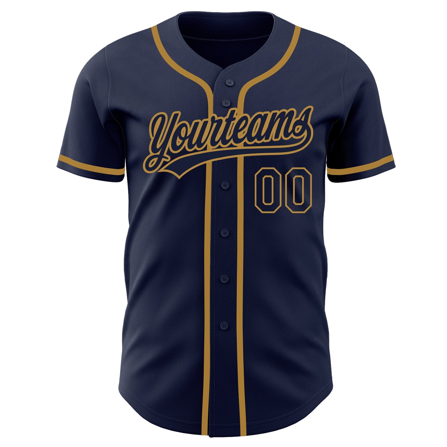 Custom Navy Navy-Old Gold Authentic Baseball Jersey view 2