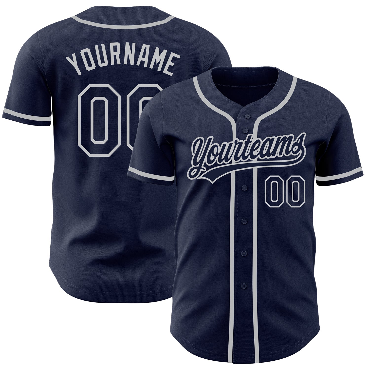 Custom Navy Navy-Gray Authentic Baseball Jersey - Main View