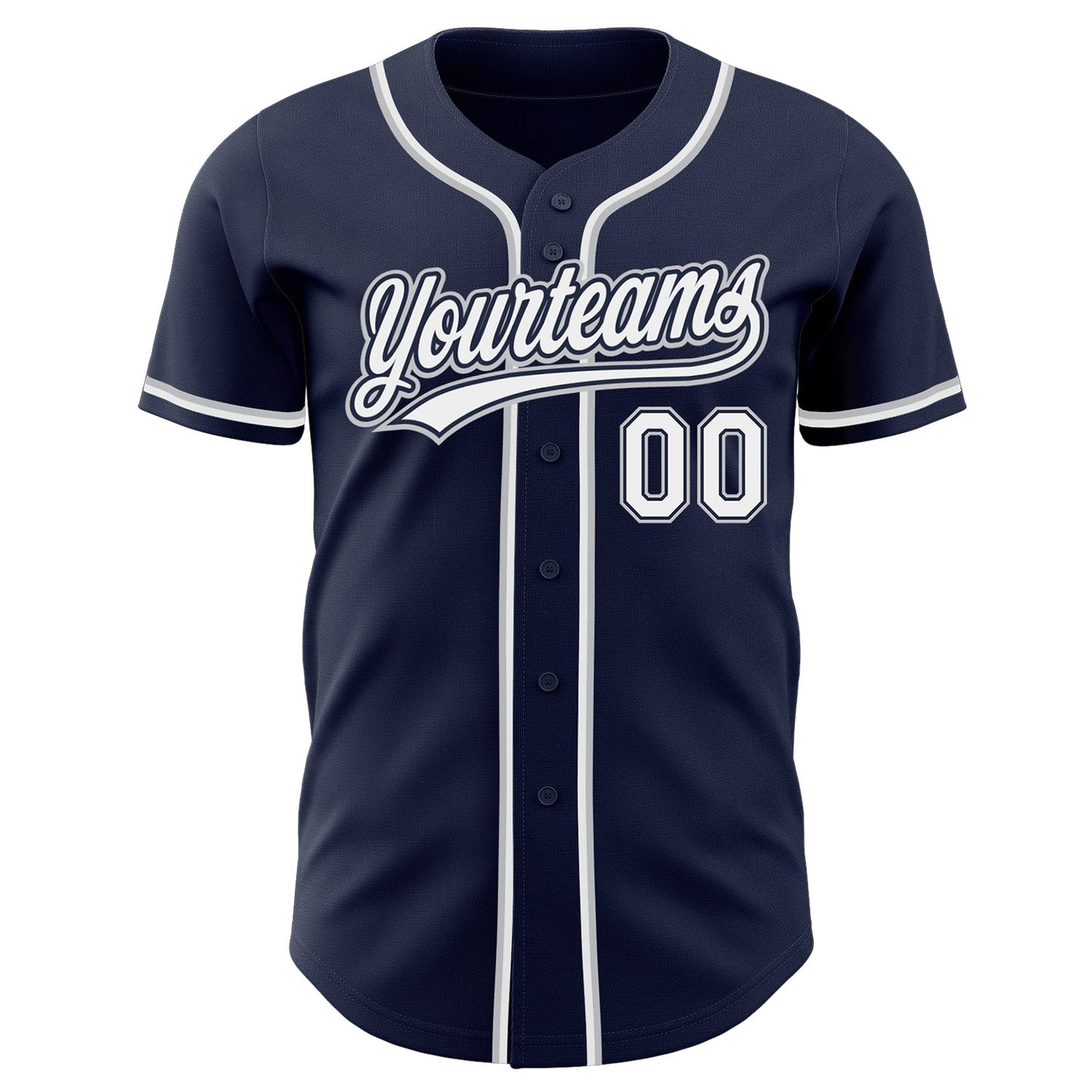 Custom Navy White-Gray Authentic Baseball Jersey view 2