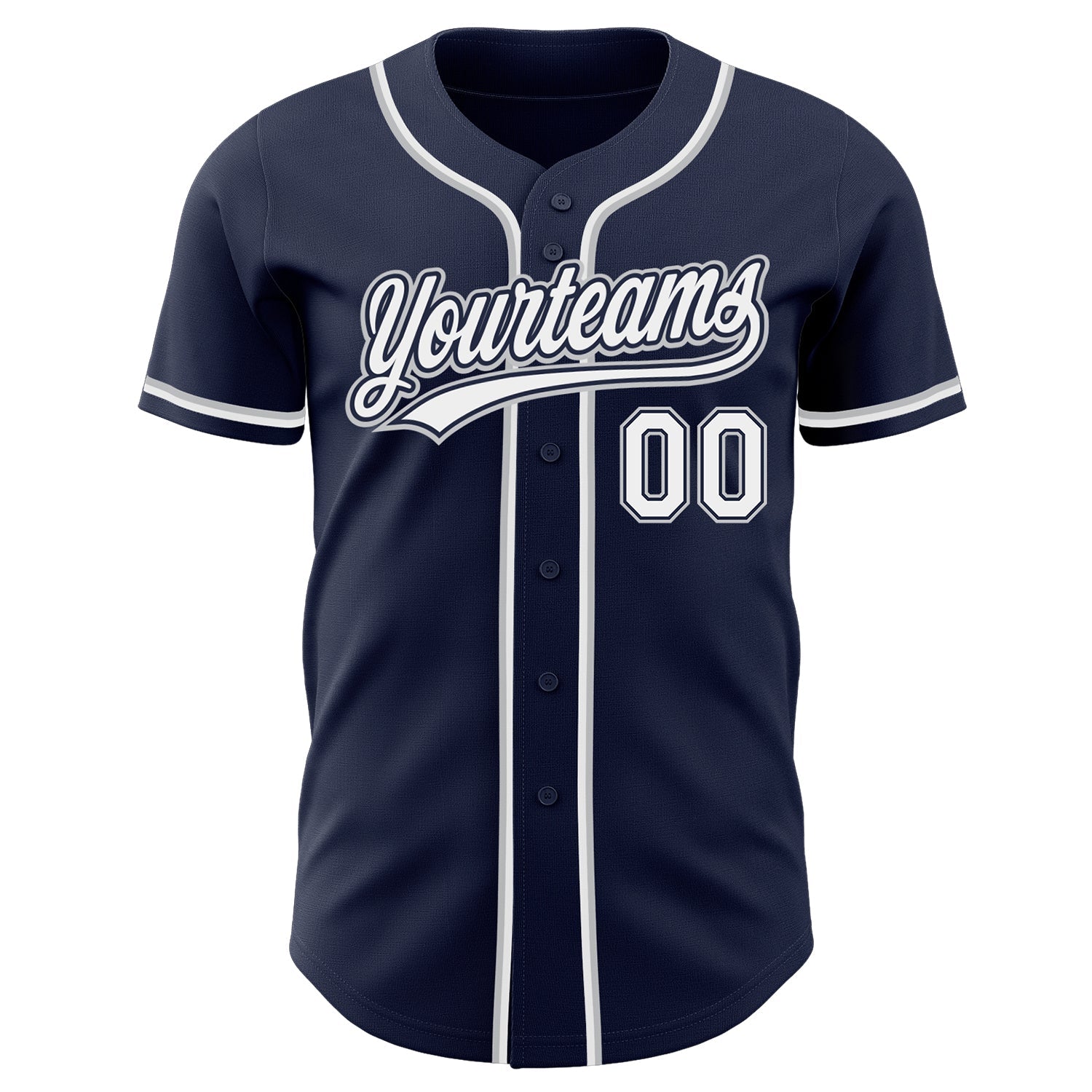 Custom Navy White-Gray Authentic Baseball Jersey view 2