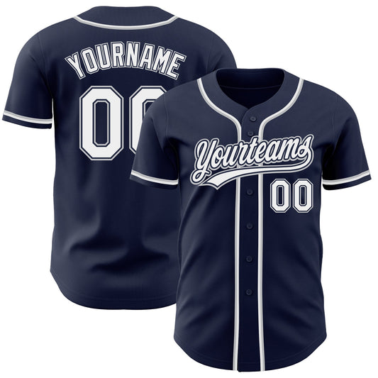 Custom Navy White-Gray Authentic Baseball Jersey - Main View